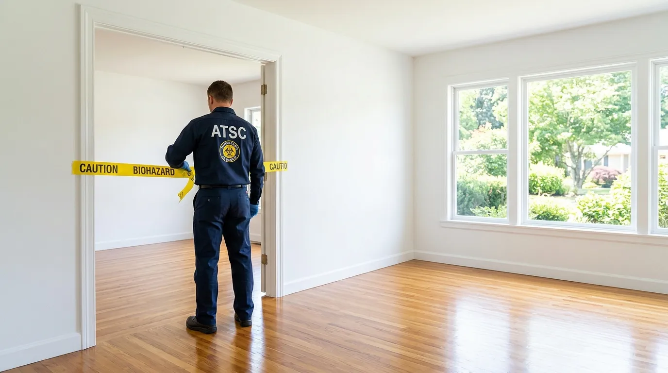 Certified biohazard cleanup crew performing Decomposition Cleanup in Melrose Park